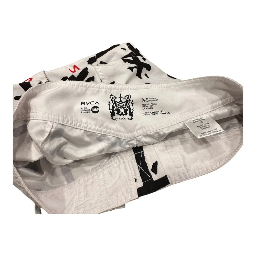 RVCA Board Shorts Mens Size 30 White‎ Cross Artist Program Network by PM Tenore